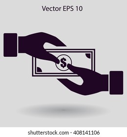 transfer money from hand to hand vector illustration