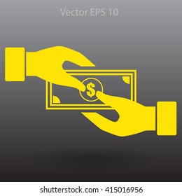 transfer money from hand to hand vector illustration
