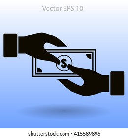 transfer money from hand to hand vector illustration