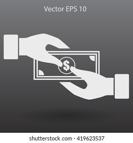transfer money from hand to hand vector illustration
