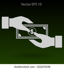 transfer money from hand to hand vector illustration