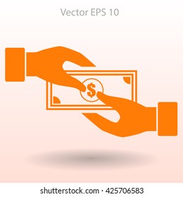 transfer money from hand to hand vector illustration