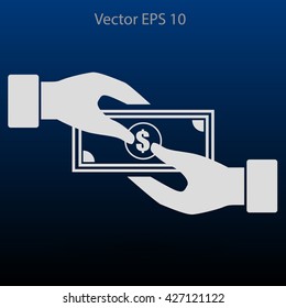 transfer money from hand to hand vector illustration