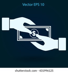 transfer money from hand to hand vector illustration