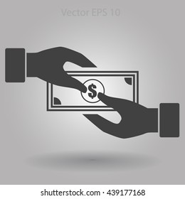transfer money from hand to hand vector illustration