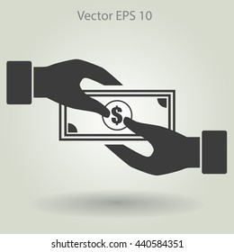 transfer money from hand to hand vector illustration