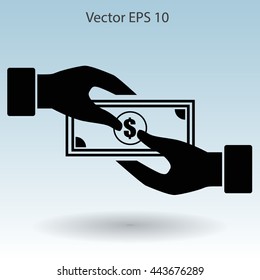 transfer money from hand to hand vector illustration