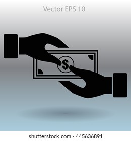 transfer money from hand to hand vector illustration