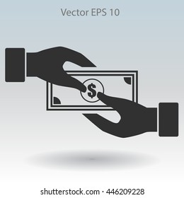 transfer money from hand to hand vector illustration