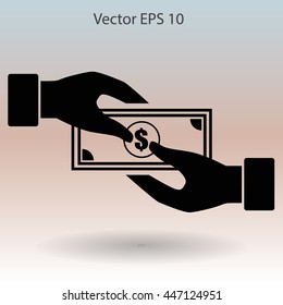 transfer money from hand to hand vector illustration