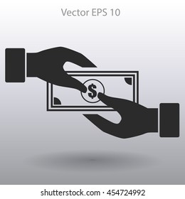 transfer money from hand to hand vector illustration