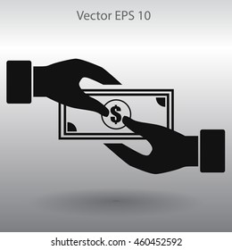 transfer money from hand to hand vector illustration