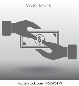 transfer money from hand to hand vector illustration