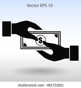 transfer money from hand to hand vector illustration