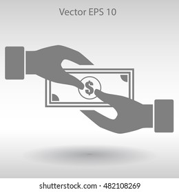transfer money from hand to hand vector illustration