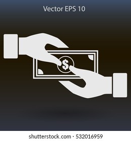 transfer money from hand to hand vector illustration