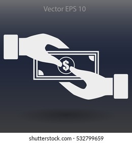 transfer money from hand to hand vector illustration