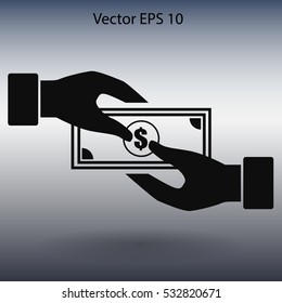 transfer money from hand to hand vector illustration