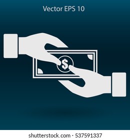 transfer money from hand to hand vector illustration