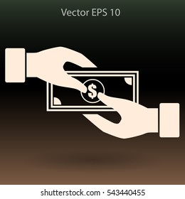 transfer money from hand to hand vector illustration