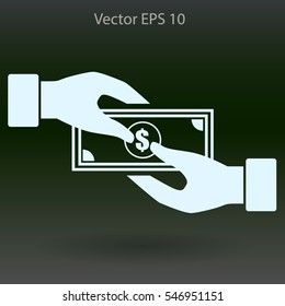 transfer money from hand to hand vector illustration