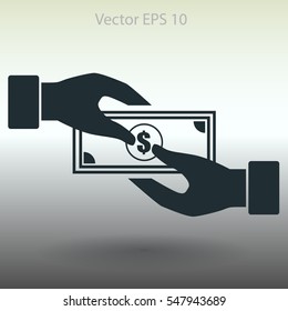 transfer money from hand to hand vector illustration