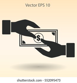 transfer money from hand to hand vector illustration