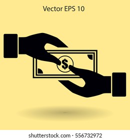 transfer money from hand to hand vector illustration