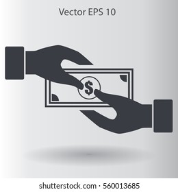 transfer money from hand to hand vector illustration