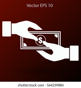 transfer money from hand to hand vector illustration