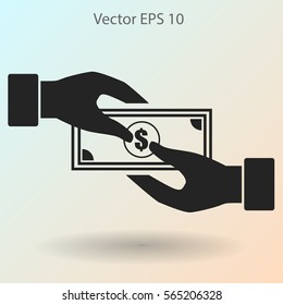 transfer money from hand to hand vector illustration