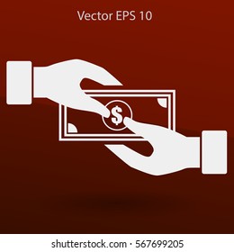 transfer money from hand to hand vector illustration