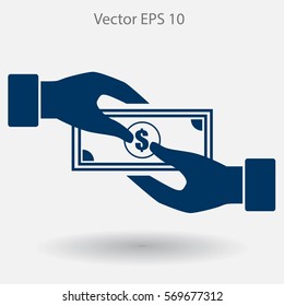 transfer money from hand to hand vector illustration