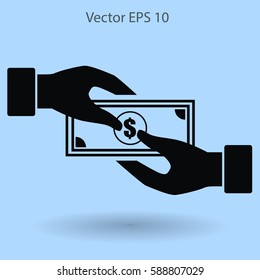 transfer money from hand to hand vector illustration