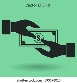 transfer money from hand to hand vector illustration