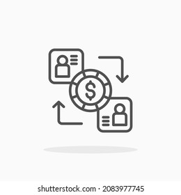 Icono de transferencia de dinero. Estroque editable y píxel perfecto. Estilo de esquema. Ilustración vectorial. Disfruta de este icono para tu proyecto.