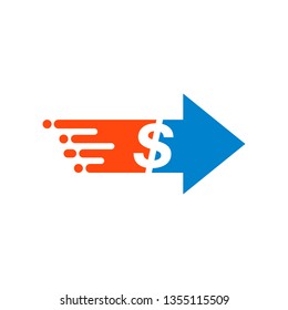 Transfer money icon in flat style. Dollar vector illustration on white isolated background. Payment business concept.
