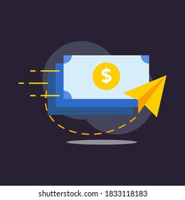 Icono de transferencia de dinero con estilo plano. Icono listo para usar para sitio web, aplicación móvil, presentación y cualquier otro proyecto.