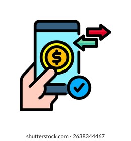 Transfer Money Icon Lineal Color Vector Illustration