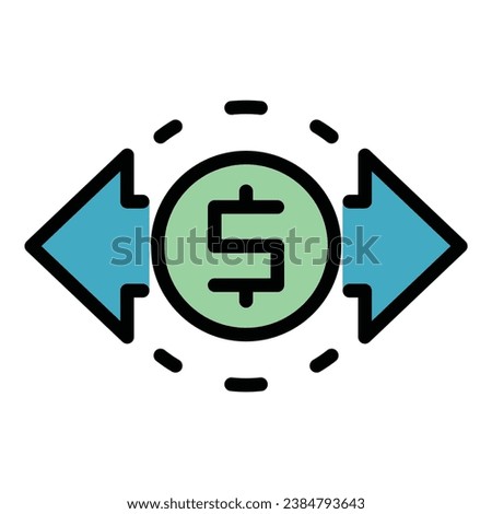 Transfer money icon outline vector. Send payment. Mobile wallet color flat
