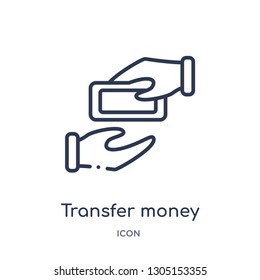 transfer money icon from payment methods outline collection. Thin line transfer money icon isolated on white background.