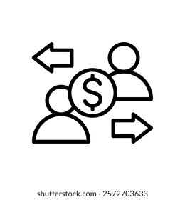 Transfer money icon. Money savings and finance vector linear icons set. Isolated icon collection such as money, dollar, currency, coins, hand, credit card, finance. Isolated icon collection money.