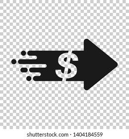 Transfer money icon in transparent style. Dollar vector illustration on isolated background. Payment business concept.