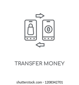 Transfer money linear icon. Transfer money concept stroke symbol design. Thin graphic elements vector illustration, outline pattern on a white background, eps 10.