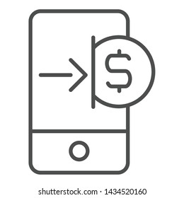 transfer money thin line icon on isolated white background
