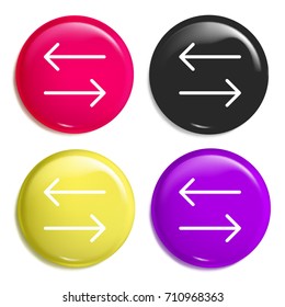 Transfer multi color glossy badge icon set. Realistic shiny badge icon or logo mockup