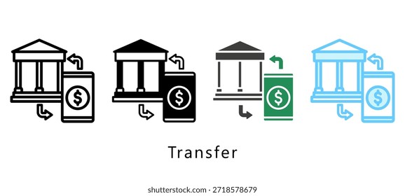 Icono de estilo múltiple de transferencia. Mini Ilustración Relacionada Con El Servicio De Pago. Uso Para El Concepto Moderno, Ui, Web Ux Y Desarrollo De App.