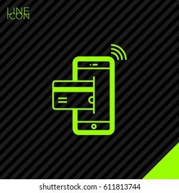 transfer NFC payment line vector icon