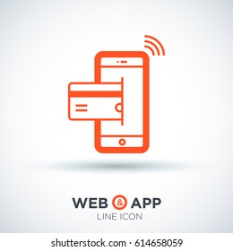transfer NFC payment line vector icon