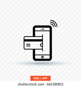 transfer NFC payment line vector icon